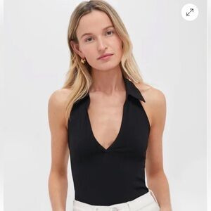 TUCKERNUCK  Black Halter neck top Sz S neutral basics timeless